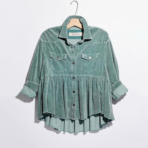 We The Free Jackets & Blazers - Free people Dylan babydoll cord button down sage g